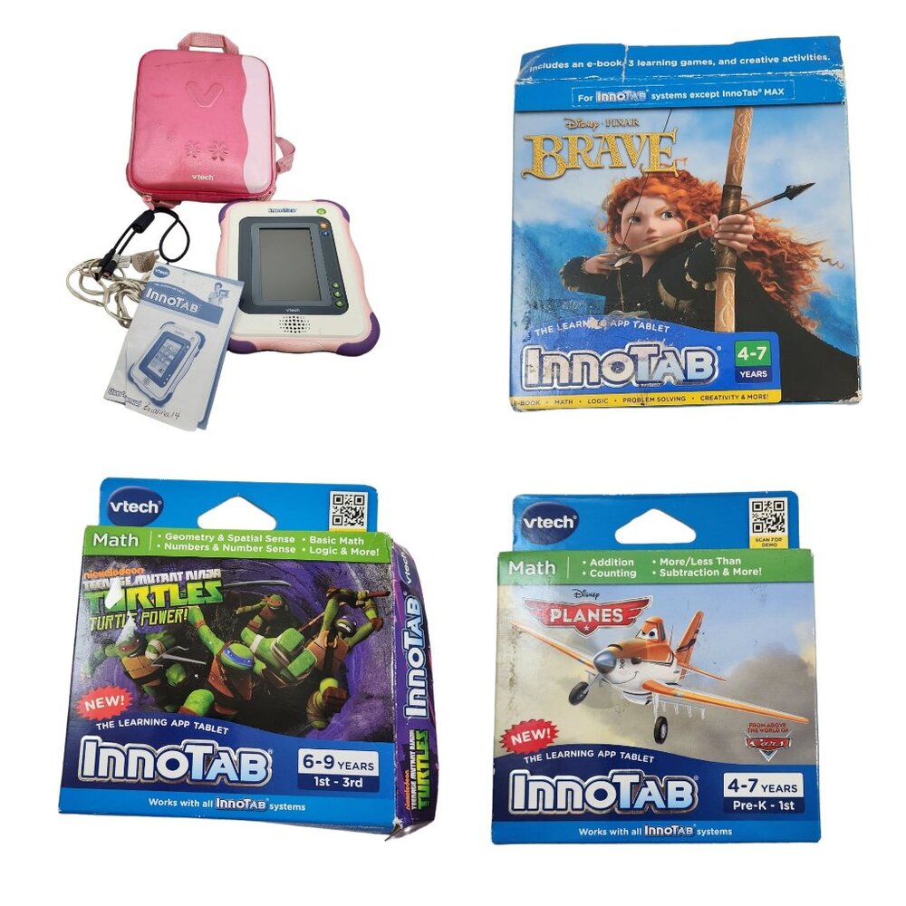 Vtech InnoTab Learning Tablet System, Backpack Pink, 3 TMNT Brave Planes Games